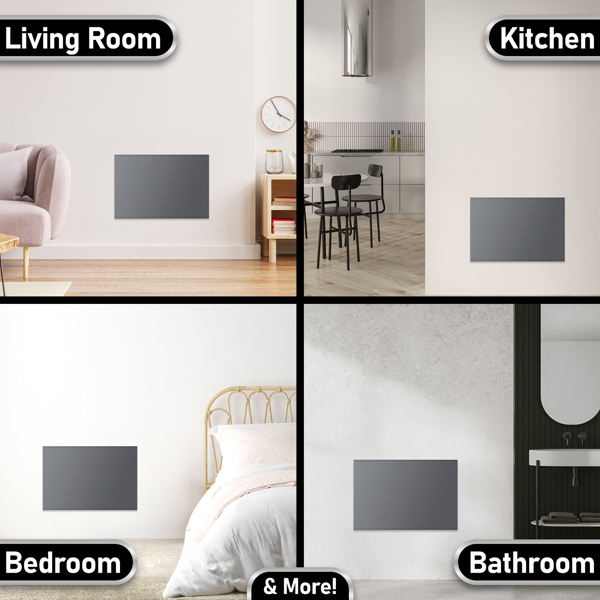 MYLEK Electric Radiator Panel Heater Grey WIFI Smart APP Eco 1200W Bathroom Safe Wall Mounted Timer Thermostat