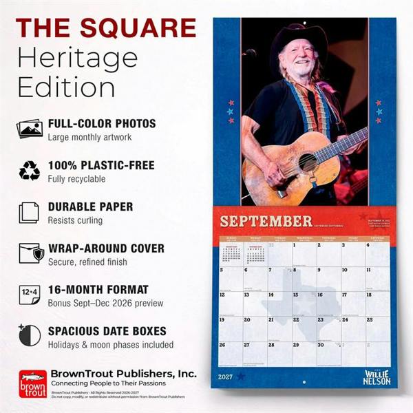 Willie Nelson Calendar 2027, Wall Calendars, Month To View, Entertainment, Gift