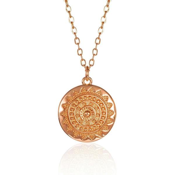 Dainty Rose Gold Mandala Pendant Necklace for Women - namana.london