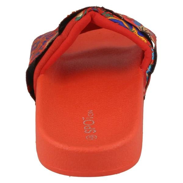 Spot On Ladies Spot On Chinese Print Mule Sandals