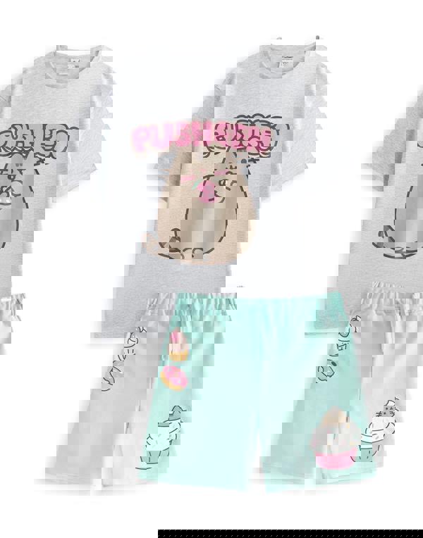 Pusheen Girls Grey Sweet Bubble T-Shirt and Shorts Set