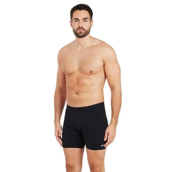 Black Zoggs Cottesloe Mid Swim Jammer with textured waistband logo