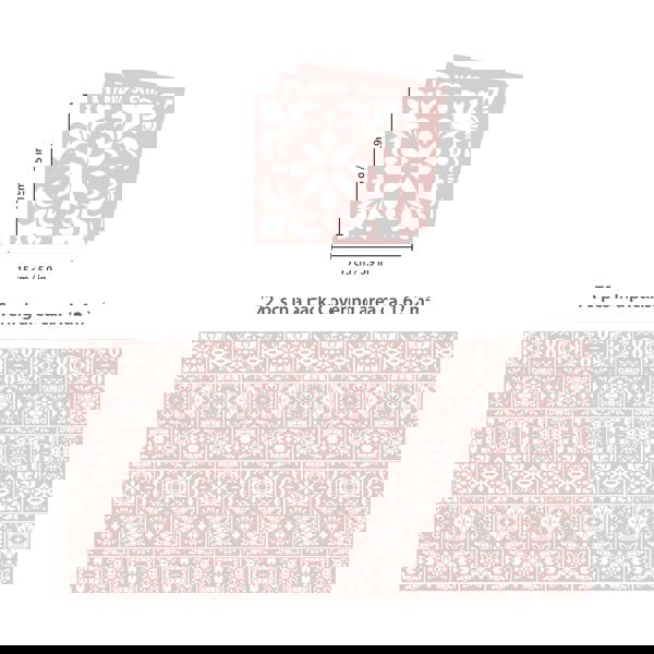 WT1559 - Sevilla Light Pink Spanish Wall Tile Sticker Set - 15 cm x 15 cm - 24 pcs