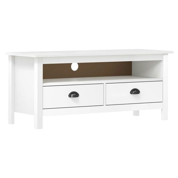 Berkfield TV Cabinet Hill White 110x40x47 cm Solid Pine Wood