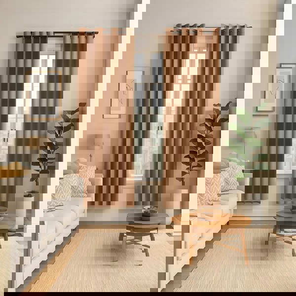 Mustard Orange Linen Blackout Curtains - 46 x 63 Inch Drop - 2 Panel Image 6