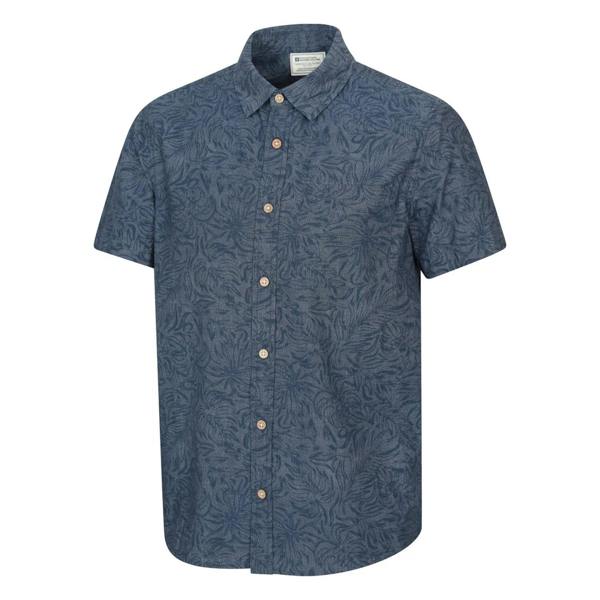 Mountain Warehouse Mens Tropical Patterned Short-Sleeved Shirt - Pale Blue - 