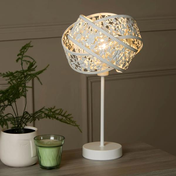 Matte White Fretwork Table Lamp