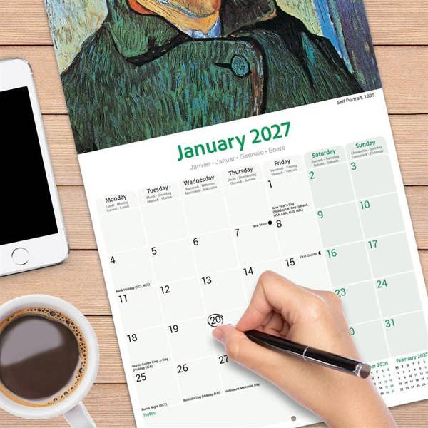 Van Gogh Calendar 2027, Wall Calendars, Month To View, Art, Gift