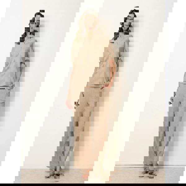 Blue Vanilla Grandad Collar Oversized Top