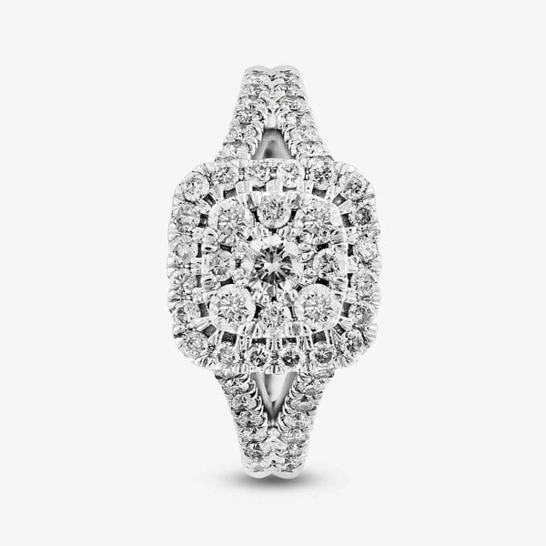 T. H. Baker 9ct White Gold 1.00ct Diamond Shouldered Square Cluster Ring TH011225112144