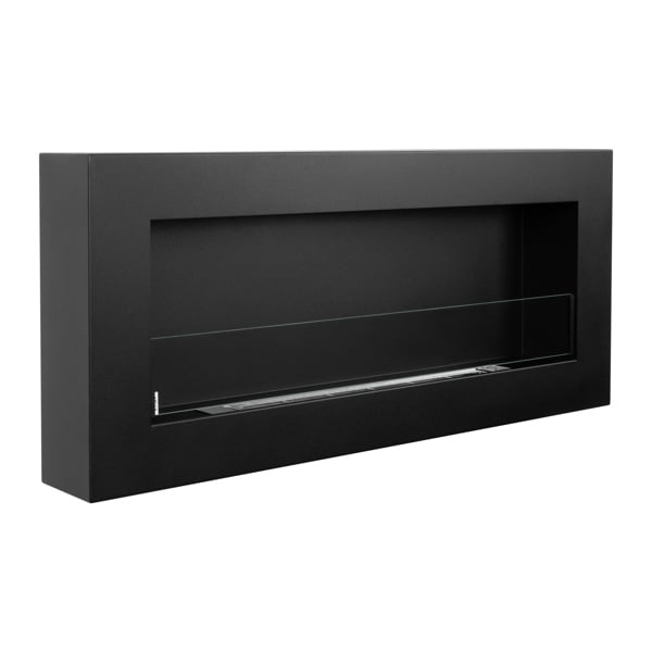 BIOFireplacesGMT Biofireplace Modern Wall Mounted Fireplace 900x400 Black Structural Matt with Glass