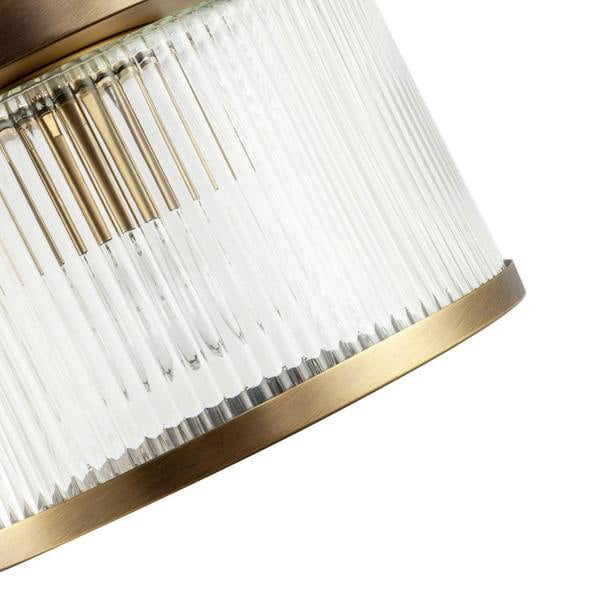 Antique Brass Bathroom Ceiling Light with Clear Ribbed Glass Shade Image 8