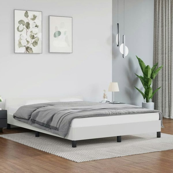 Berkfield Bed Frame with Headboard White 180x200cm 6FT Super King Faux Leather