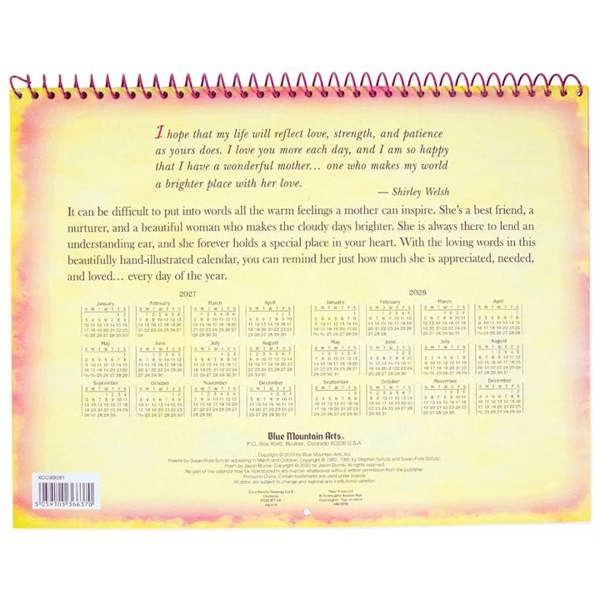 I Love You Mum A4 Calendar 2027, Wall Calendars, Month To View, Family, Gift