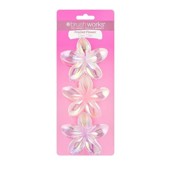 Brushworks Frosted Flower Claw Clips - 3 Pack