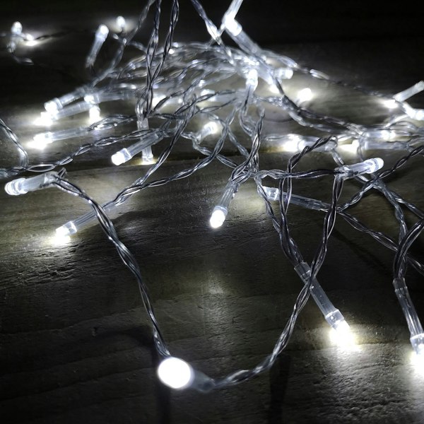 Samuel Alexander 50 LED 5m Premier Christmas Outdoor Multi Function Battery Lights with Timer & Clear Cable in Cool White
