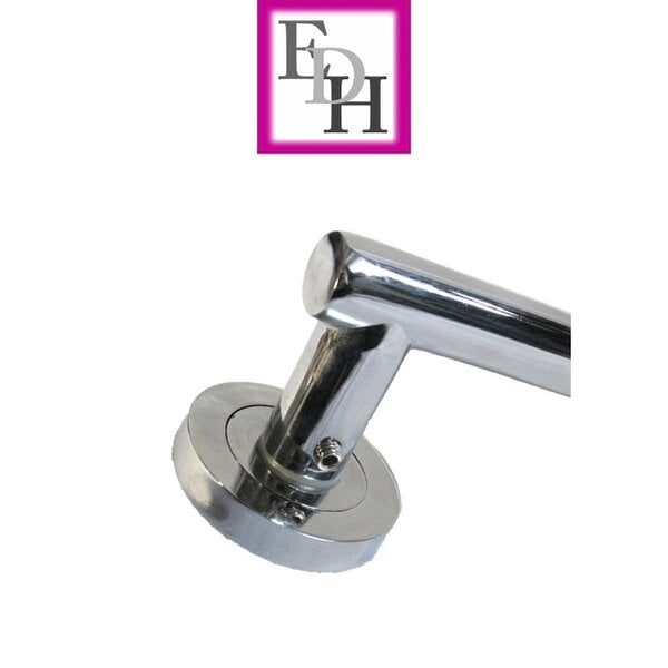 EDH Door Hardware Modern Chrome Straight T-Bar Door Handles with Round Rose + Tubular Latch
