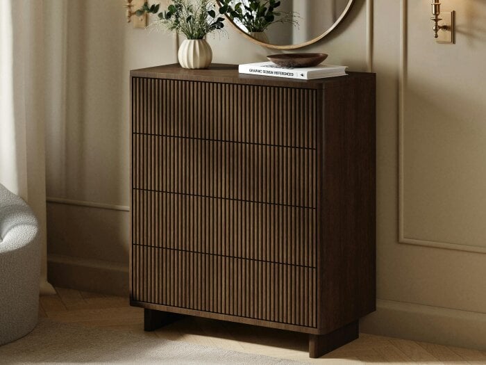 SOLACE+CO Velmor 2 Piece Ribbed Chest of Drawers Set Walnut