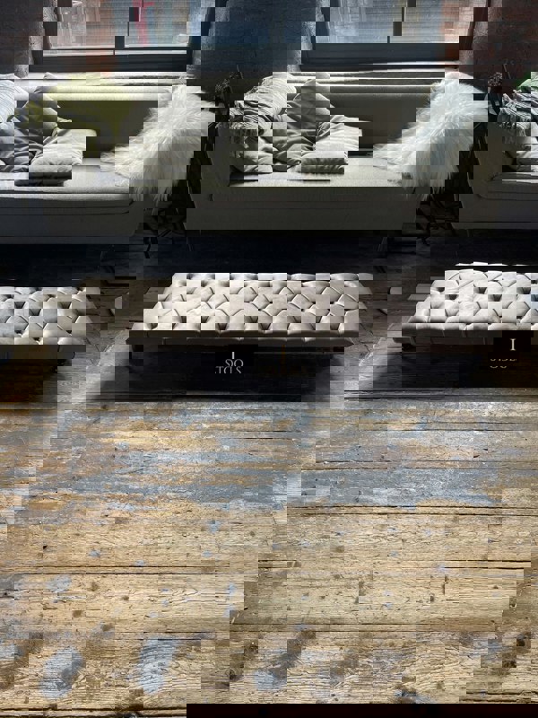 Rectangular Sand Coloured Chesterfield Footstool - ISTOOLS