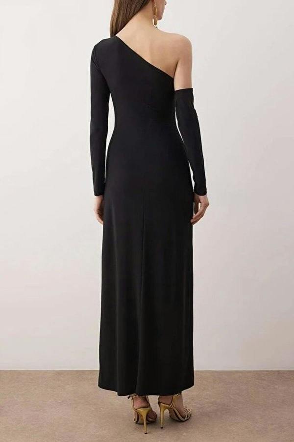 WOVCOR Knit Maxi Evening Dress with Cut Out and Accessory Details