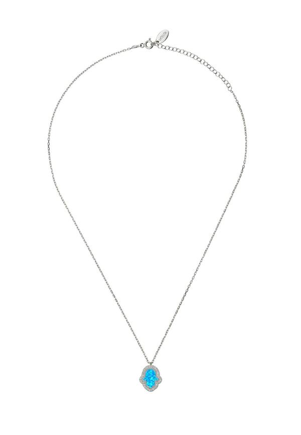 Necklace with a turquoise pendant on a white background