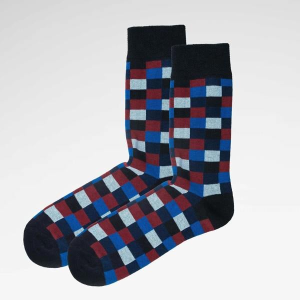 Jemsox Square Pattern Organic Cotton Mens Socks | Comfort Top & Soft Fit