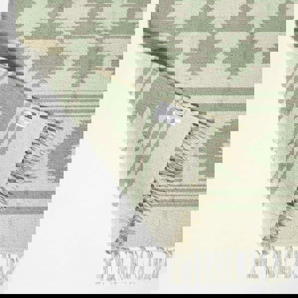 HOMESCAPES Turin Green & Natural Kilim Cotton Rug