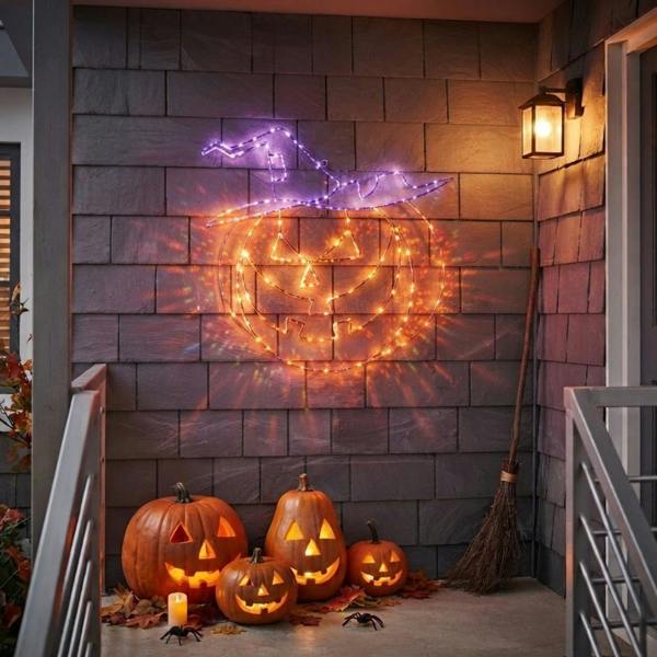 Garden Greatness Light Up Twinkling Pumpkin Wall Decoration