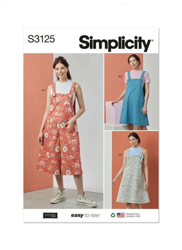 Simplicity Sewing Pattern 3125, Tops, Jumpsuits, Pinafores, Dresses for Women, K5 (8-10-12-14-16) - Easy