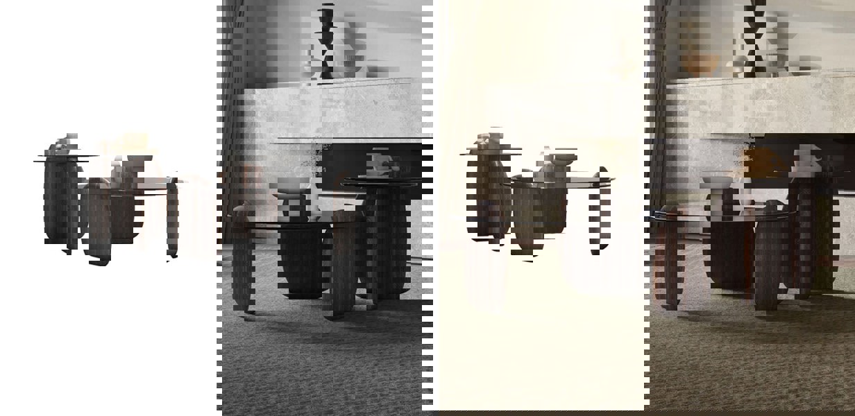 Modern Coffee Table set for Living Room, Dark Walnut Color-Ritconcept-Rit Concept