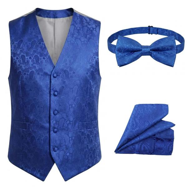 TruClothing Men's Paisley Floral 3 Piece Bow Tie Hankie Waistcoat Set