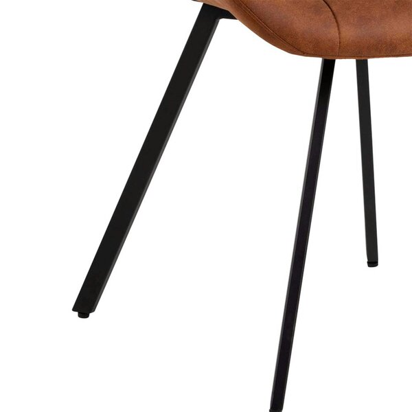 Wyld Haus Set of 2 Madrid Tan Upholstered Dining Chairs with Black Steel Legs