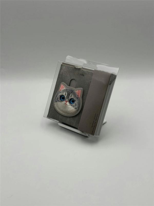 Nimmy Friends Nimmy Big Eye Cute Pet Silver Shaded Cat Face Card Sleeve Holder Grey - N-XDY-KT-023