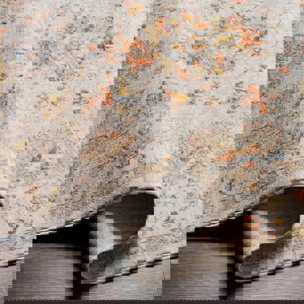 Livabliss Avant Garde-Vintage Beige Blue Orange Traditional Boho Fringe Rug