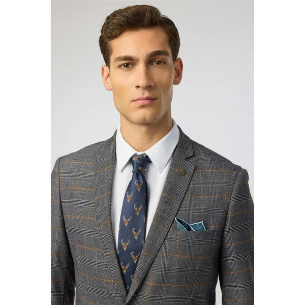Antique Rogue Navy Stag Motif Tie