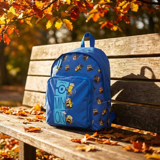 Onomato! Minions Backpack School Bag with Front Zip Pocket One Size Blue