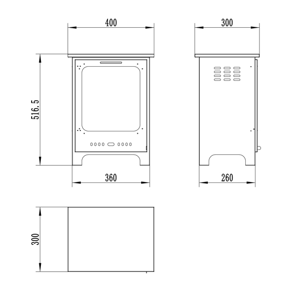 BIOFireplacesGMT Freestanding Bio Fireplace Koza Mini Black Matt with glass Ventless