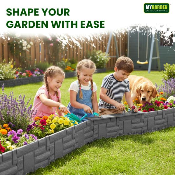 My Garden Outdoor Living My Garden Lawn Edging 12 Pack-3.12 Meter Interlocking Garden Borders & Lawn Edging-Decorative Edge Fencing for Paths & Lawns