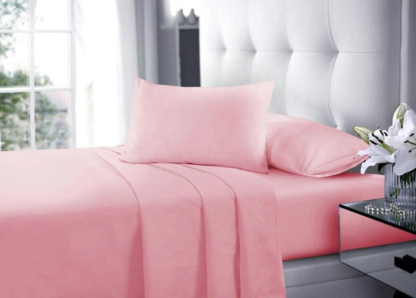Night Zone Polycotton Flat Sheet – Soft Easy Care Bed Linen for Everyday Use - Pink