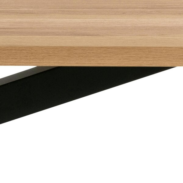 Wyld Haus Perth 220cm Natural Oak Veneer Rectangular Dining Table Industrial Black Metal Legs
