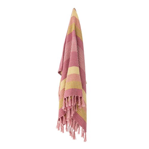 Love Frankie Textured Recycled Cotton Throw Blanket in Rose & Lemon