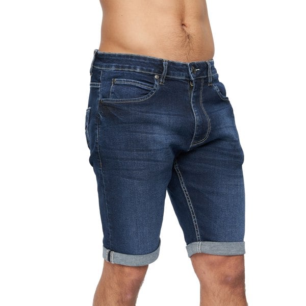 Crosshatch Mens Tonwin Denim Embossed Shorts - Dark Wash