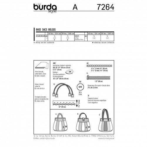 Burda Sewing Pattern 7264 Bags - Easy