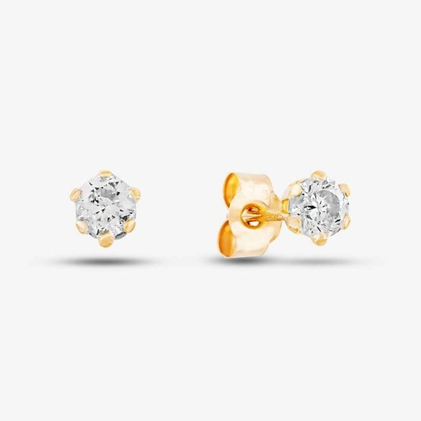 T. H. Baker 9ct Yellow Gold Cubic Zirconia Round Stud Earrings SE303