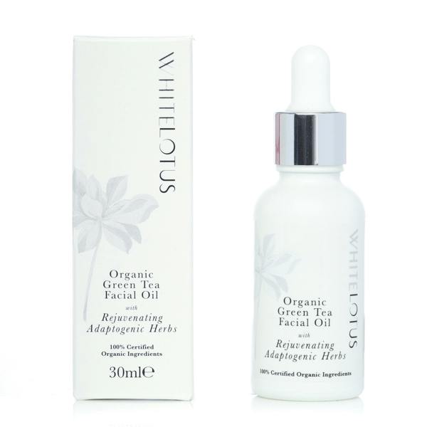 White Lotus Beauty Organic Green Tea Facial Oil - With Rejuvenating Adaptogenic Herbs 30mL