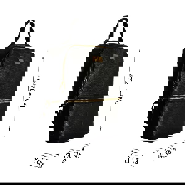 Assots London 'ELLA' Black Pebble Grain Mini Real Leather Backpack for Women