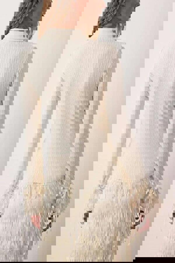 WOVCOR Mercerized Look Ribbed Polo Collar Knit Cardigan