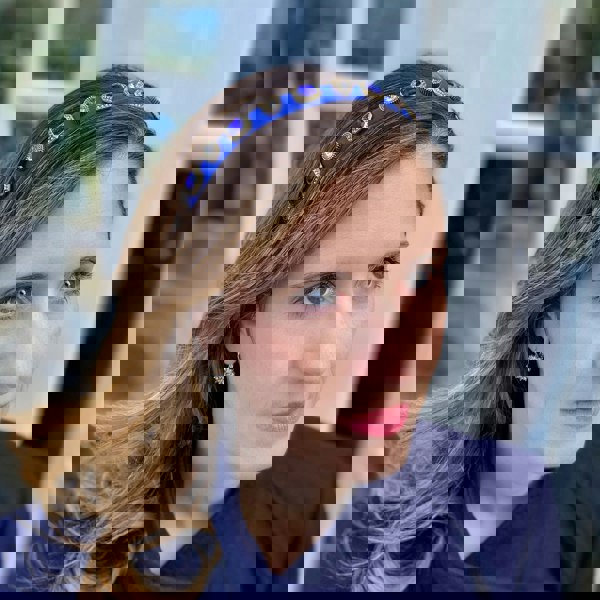 blue headband vintage hair band wedding guest 