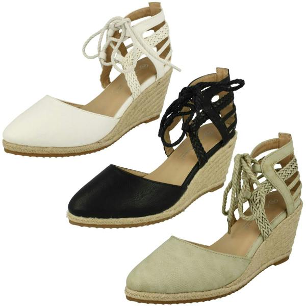 Anne Michelle Ladies Anne Michelle Ankle Lace Up Wedge Sandals