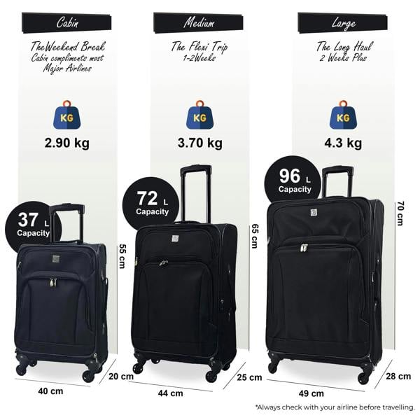 Infinity Luggage Lightweight Soft Shell Luggage Suitcase Travel Set